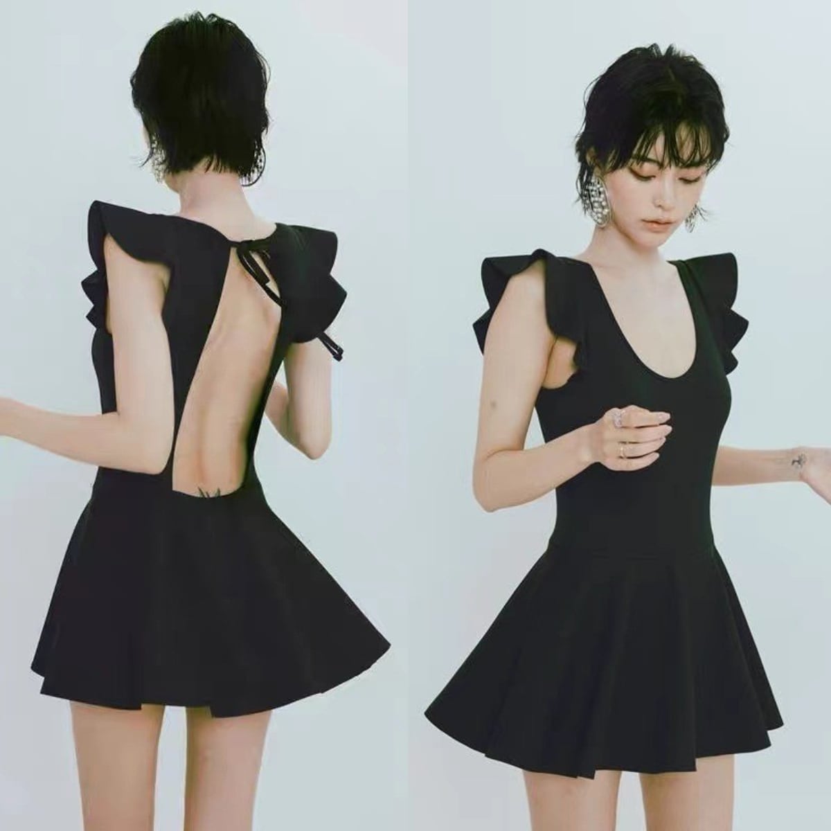 水着 ビキニワンピース Aライン 体型カバー 露出控え 着痩せ 気質 フラワー カワセクシー XH7-KSD003