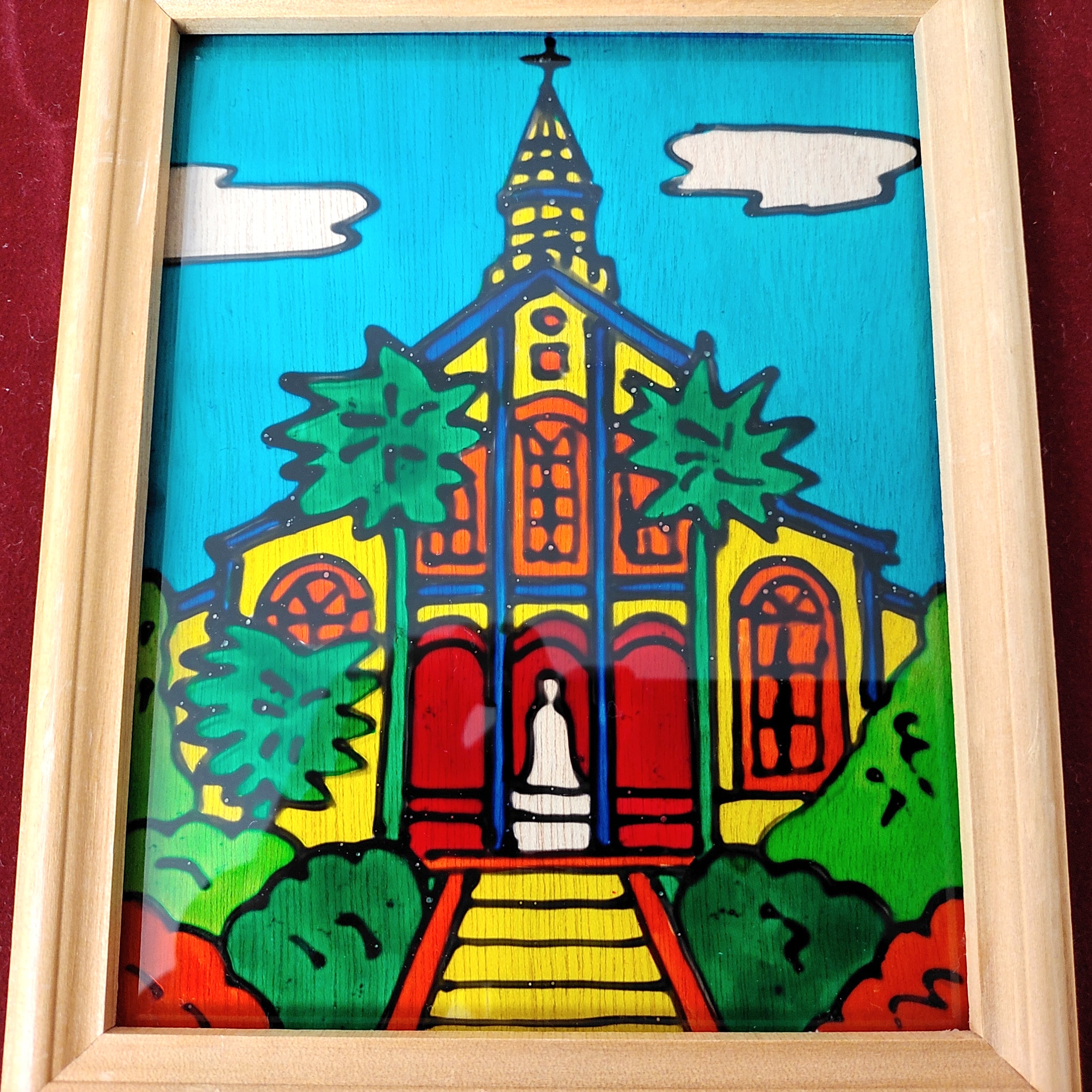 ステンドグラス・教会・額縁・壁飾り・No.230316-10・梱包サイズ80