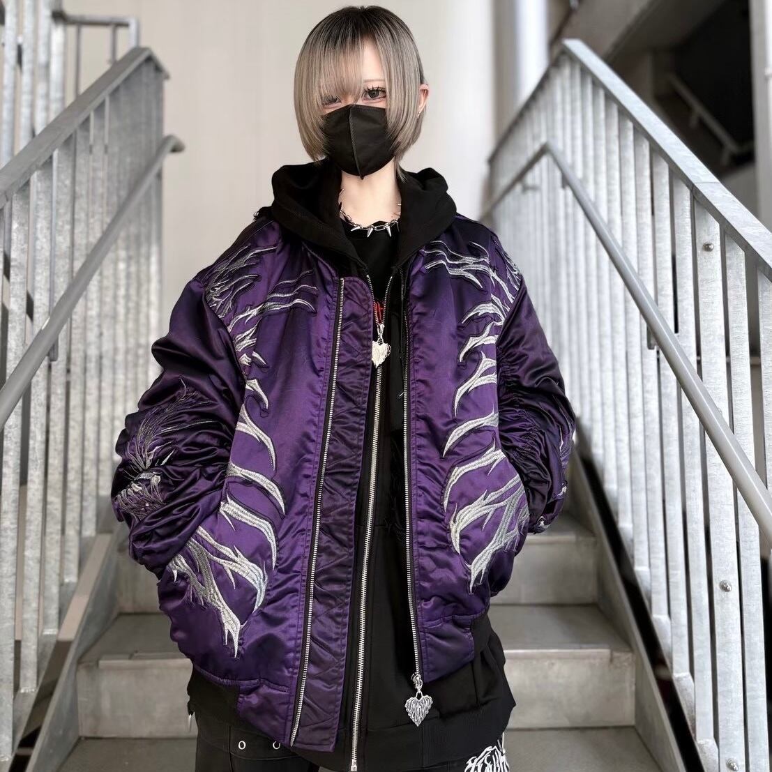 【Backstage pass】CRIMSON GHOST MA-1 ボーン刺繍 MA-1  GBS5902 ブルゾン アウター ユニセックス サブカル 地雷系