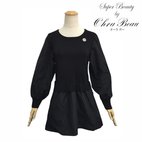 スーパービューティー チュニック ニットタフタ切替 2511014 ブラック 2025年春夏 オーラボー Super Beauty 大人かわいい服 大人スタイル キレイメ レディース アパレル 女性 M L LL 30代 40代 50代 60代