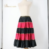 フォークダンス 衣装 スカート ブラック系 光沢 チロリアン チロルスカート 黒 金 華やか ボリューム シンプル ダンス衣装 カントリー イベント 練習 レッスン ピンク系 ゴールド系