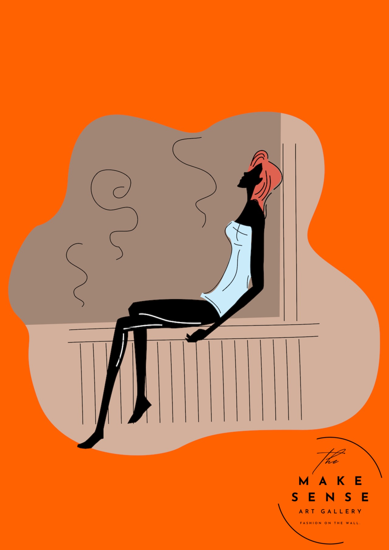 Calm in the Steam 女性がととのうサウナアート 癒しの空間作りに 北欧テイスト インテリアポスター A2ポスター