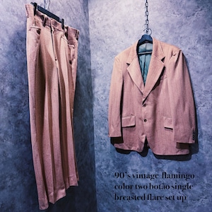【 doppio】90’s vintage  flamingo color two botão single breasted flare set up