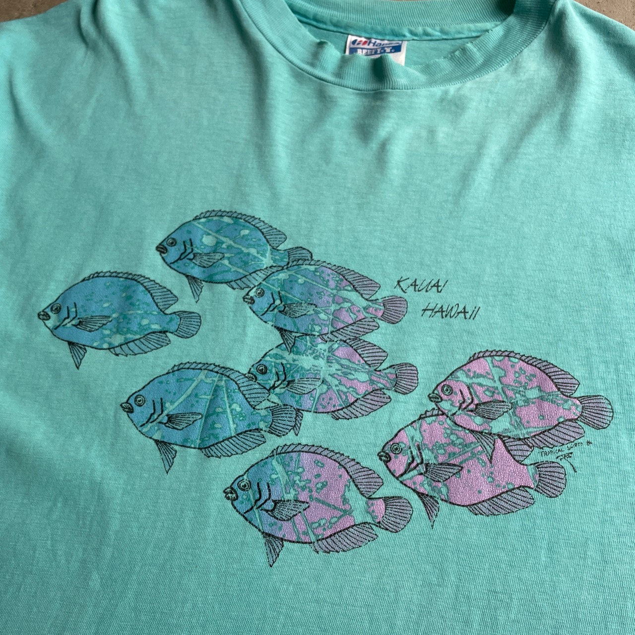 USA製 80年代 KAUAI HAWAII 魚 アニマル プリントTシャツ メンズXL 