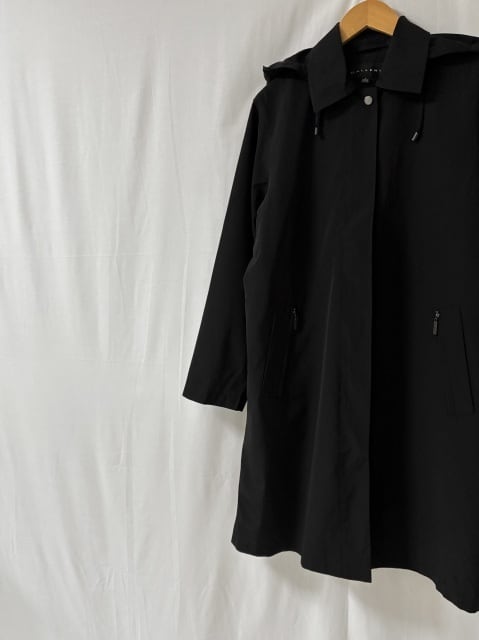 1990's Solid Color Zip-Up Long Coat with Liner