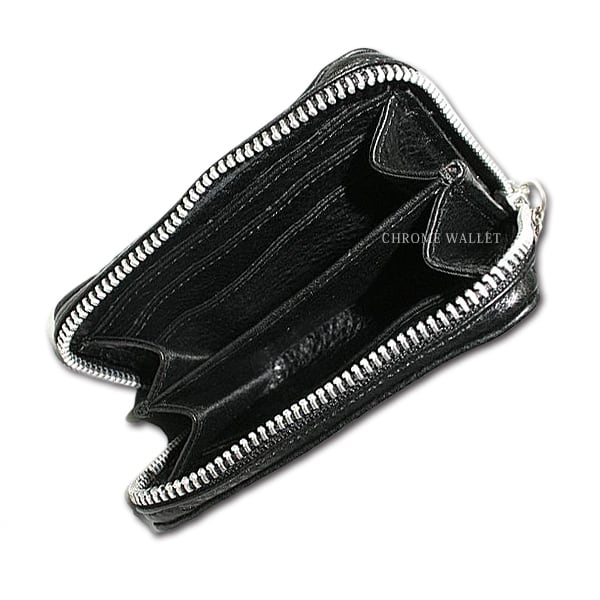 CHROME HEARTS クロムハーツ 3サイドジップウォレット クロススタッド ブラック レザー シルバー金具 美品  55444