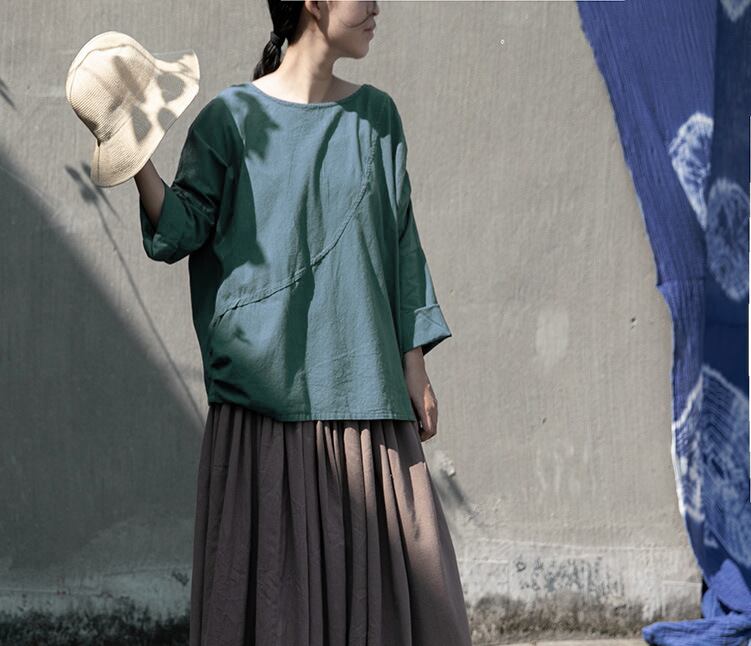 スプリングオータムルーズTシャツ プルオーバー トップス ロング 春物 秋物 Yiranxuaディースワード45981560985