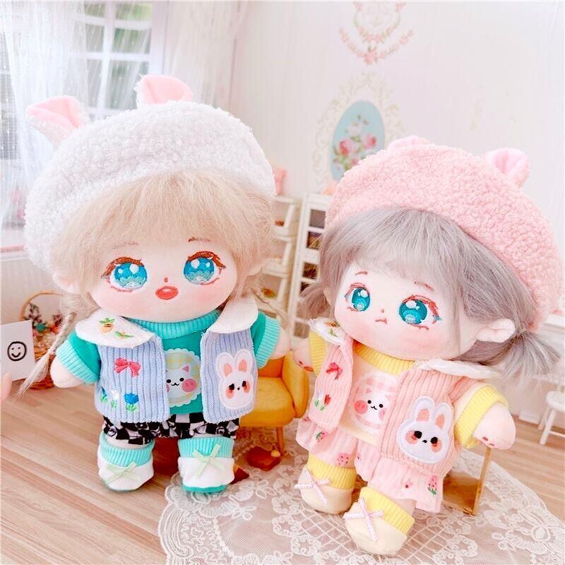 ぬい服 20cm うさ耳の靴付きカジュアル遠足コーデ かわいい ピンク