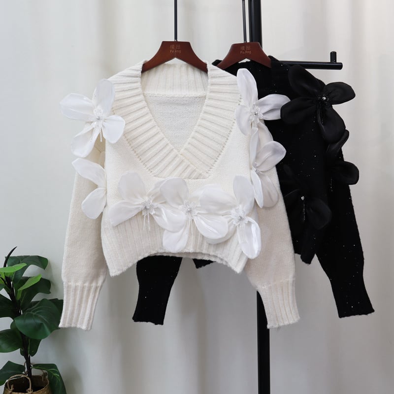 tops】立体フラワーニットセーター M26762 | nanastyle