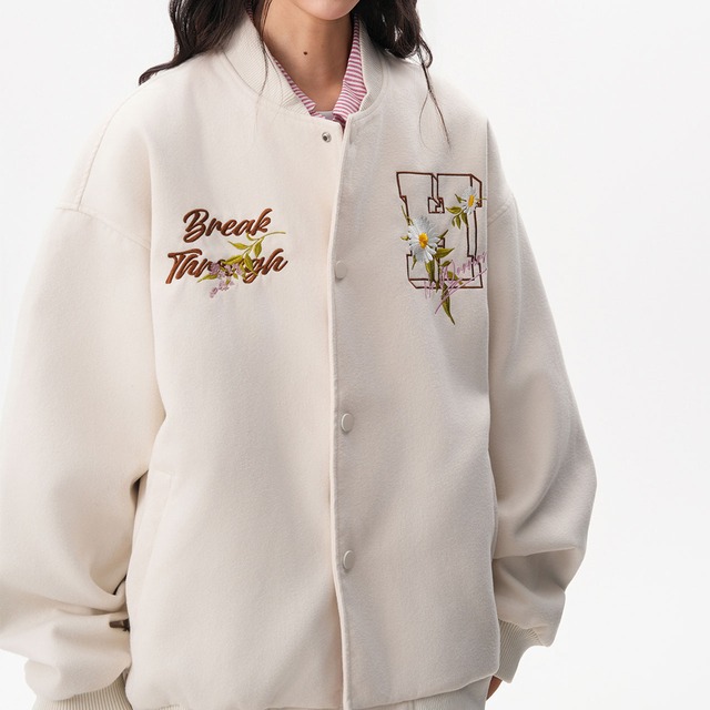 バックフラワーロゴカジュアルブルゾン 3col   R00971