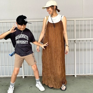ワンピース マキシ丈 キャミワンピース ゆったり カジュアル 大人可愛い シンプル ナチュラル チェック柄