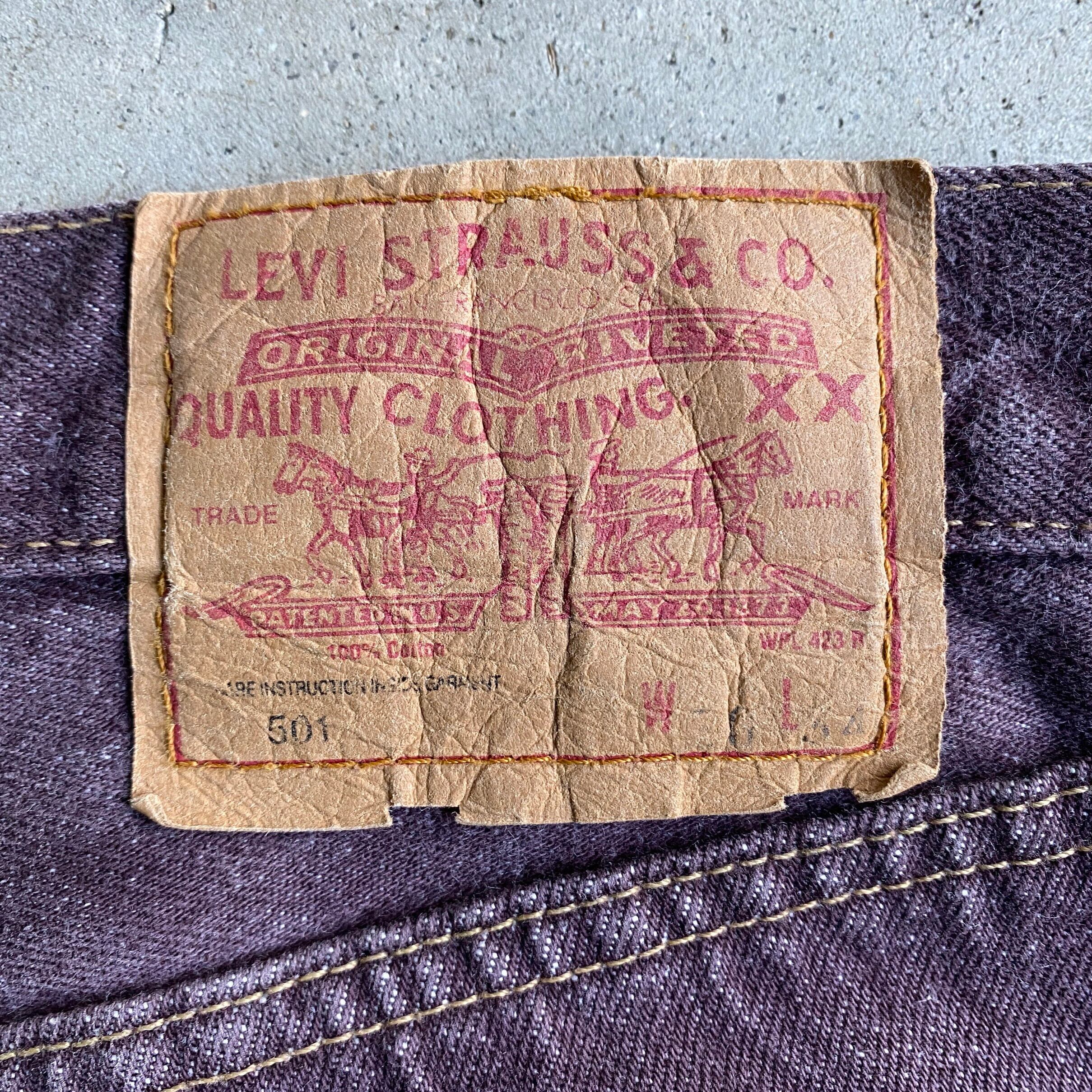 スペイン製 90年代 Levi's 先染め パープル 501 カットオフ デニム