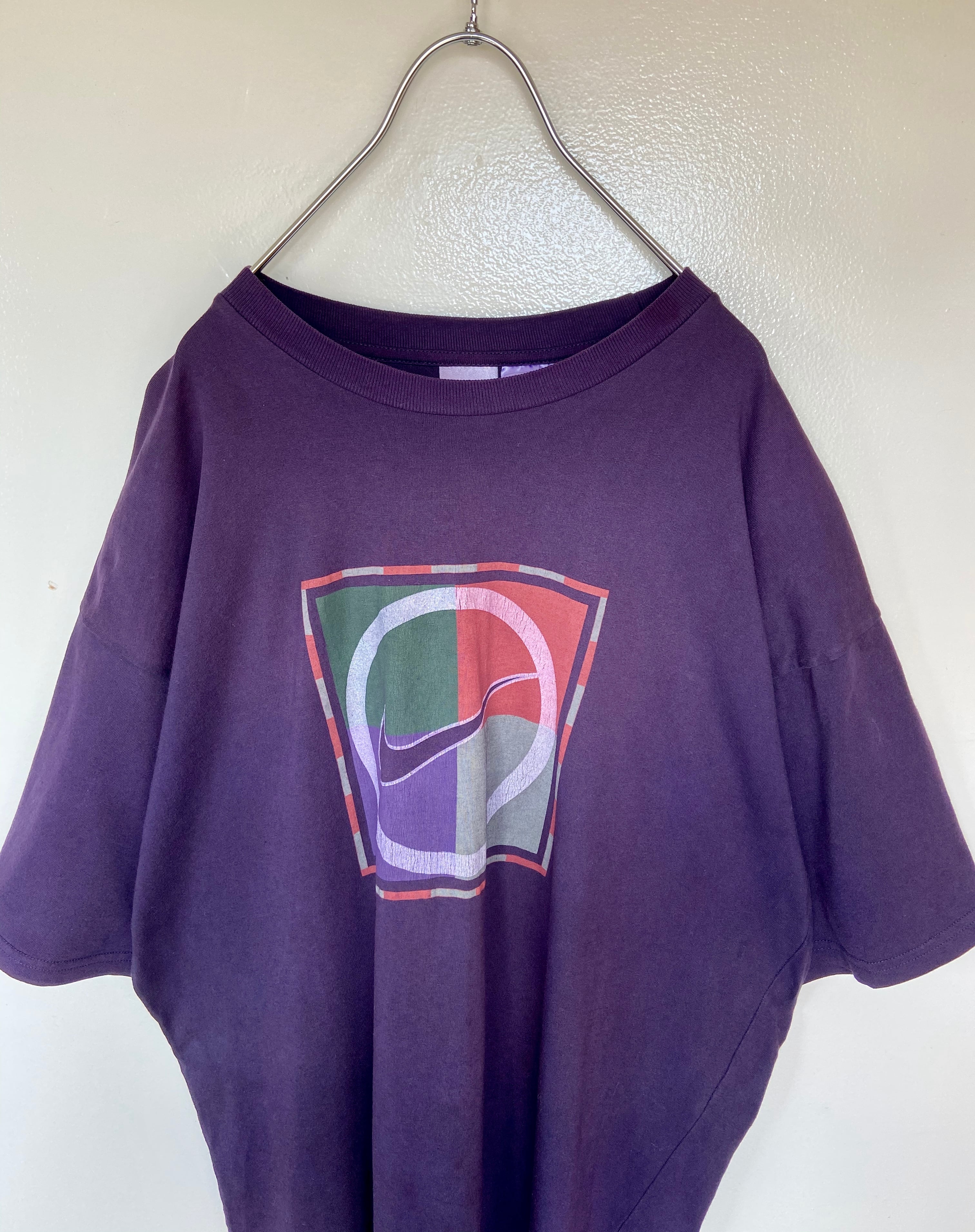 90s リメイク古着 NIKE /ナイキ デカロゴ   半袖Tシャツ パープル 