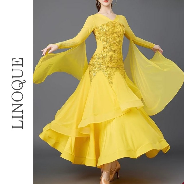 Vネックスパンコールロングドレス 3color 【L00021】