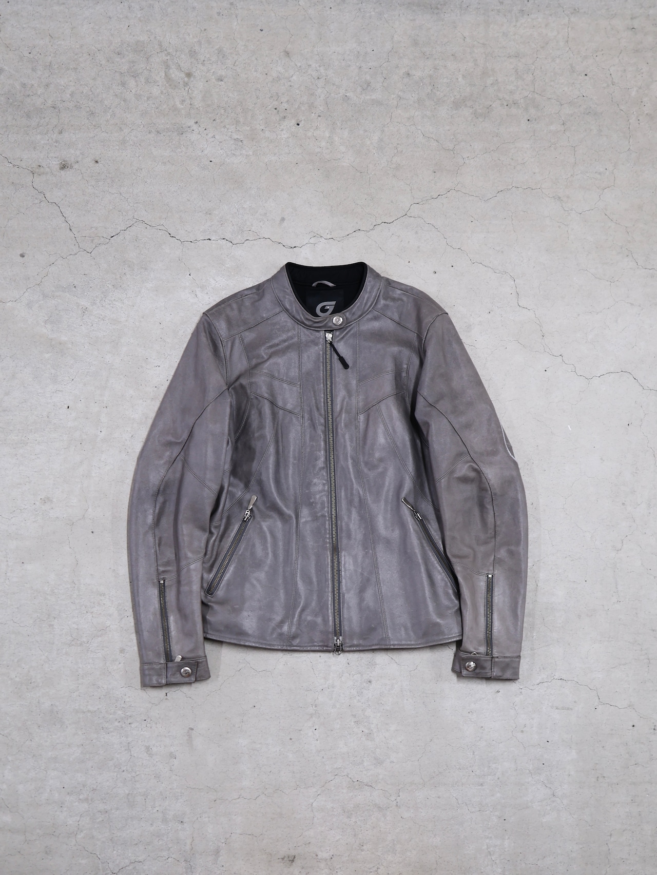 grey racing leather jacket