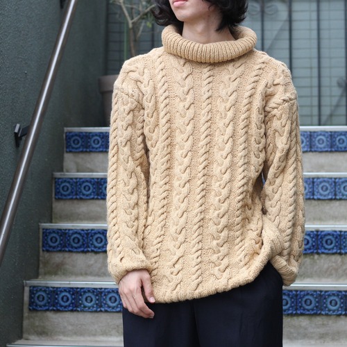 USA VINTAGE CABLE DESIGN HIGH NECK KNIT/アメリカ古着ケーブルデザインハイネックニット