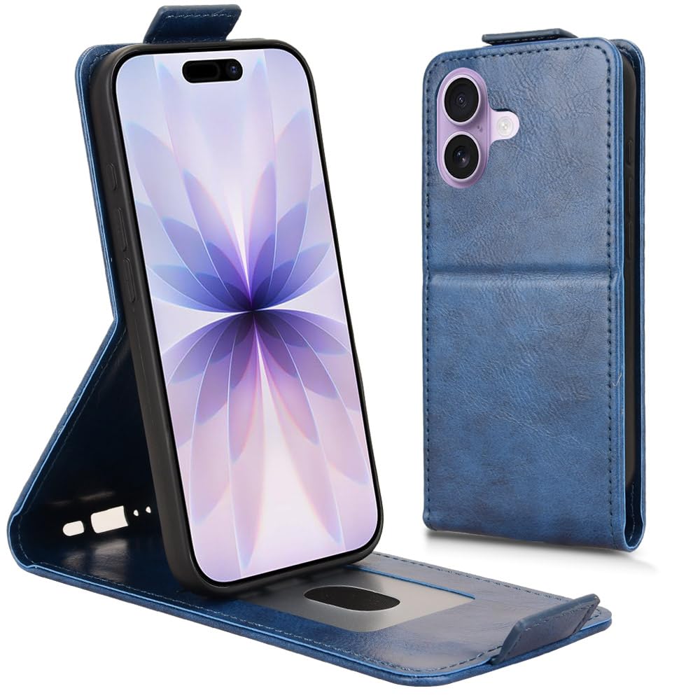 【KIVON】 iPhone 17 / 17 Pro / 17 Pro Max / 17 Air 対応/ iPhone16シリーズ / iPhone15/ Google Pixel8a/PIxel9a対応 手帳型 縦開き スタンド機能付き PUレザー 男女兼用(ネイビー, iPhone17)