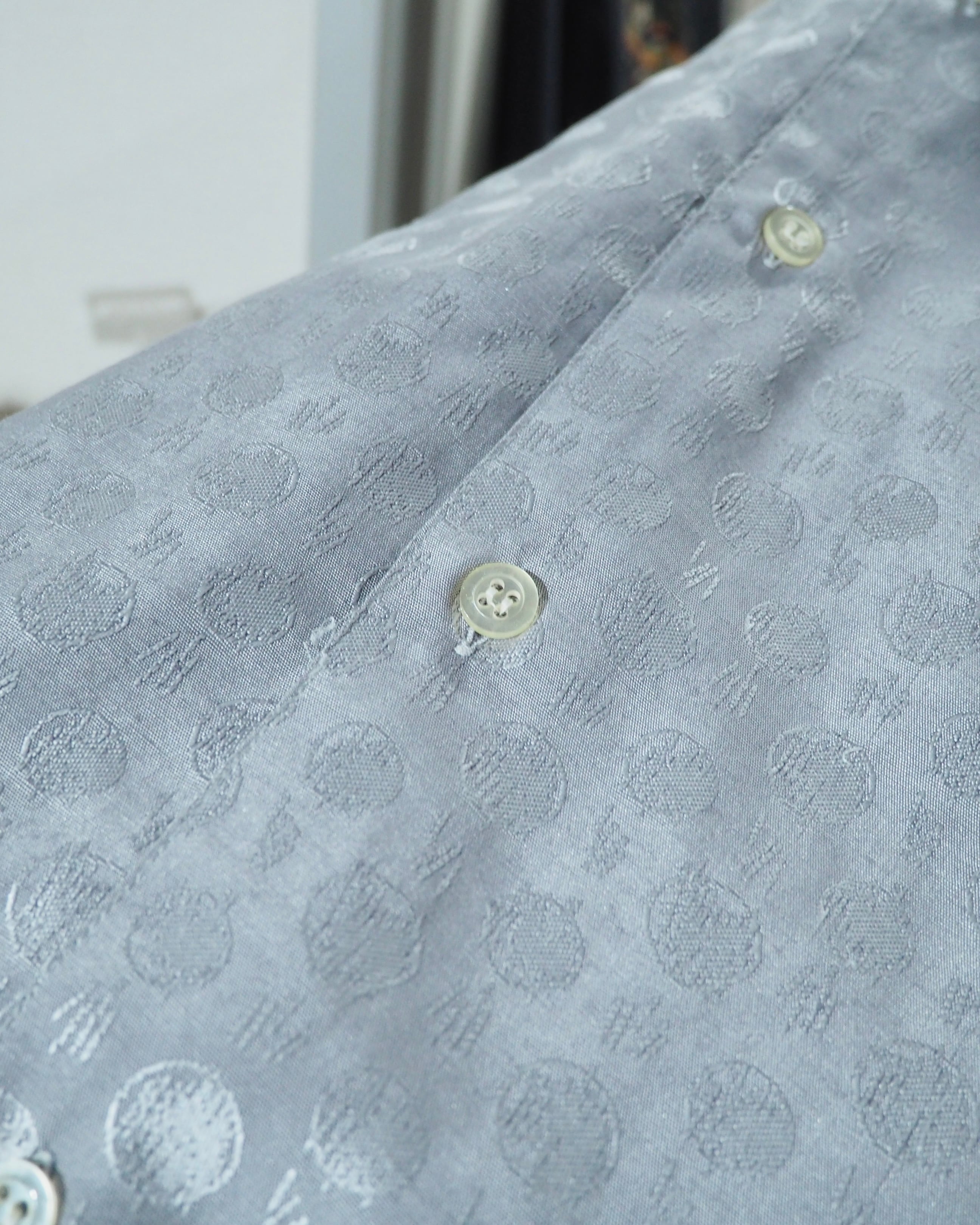 Dot Embroidery × Oblique Deformation vintage Over silhouette Shirt