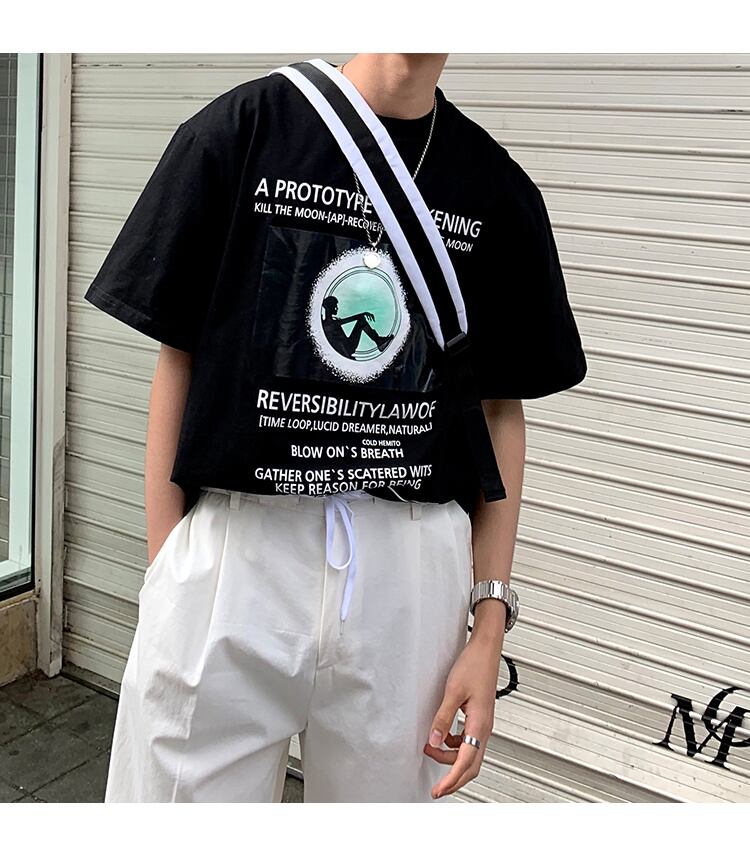 全2色 Tシャツ カットソー プリント カジュアル おしゃれ