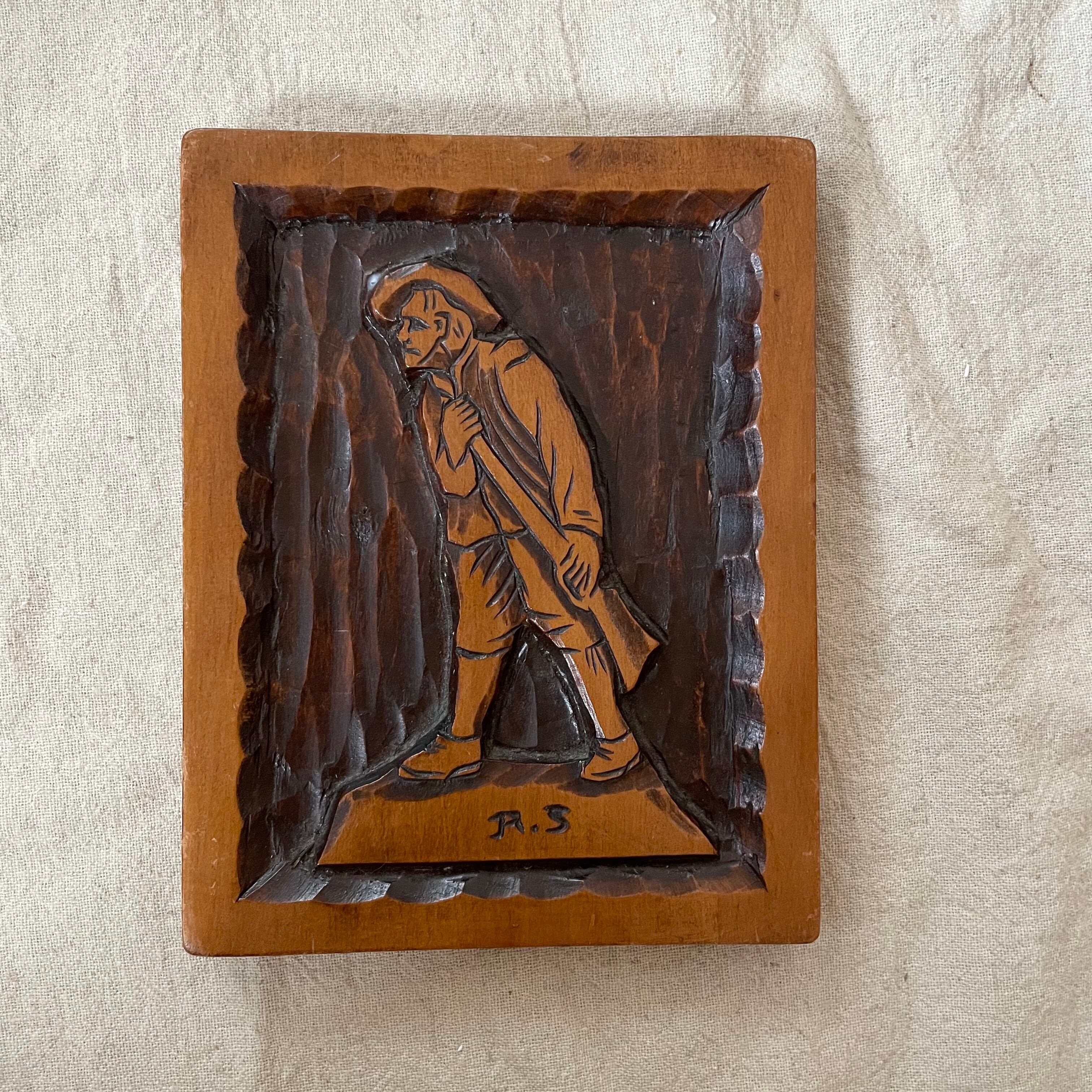 木彫りの壁掛けおじさん | tsuitachi craft&brocante 木彫りの壁掛けおじさん | tsuitachi craft&brocante