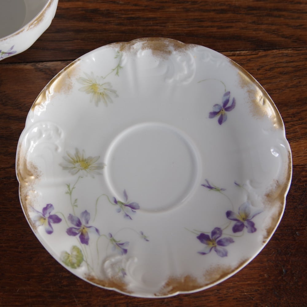 フランス製 アンティーク食器 リモージュ Limoges H&Co. Haviland すみれ 花柄 ティーカップ ソーサー #190111