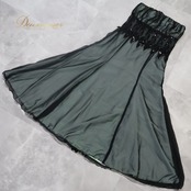 フラダンス 衣装 ワンピース ドレス パンドール ブラック系 Paondor 日本製 キャミソール チュールスカート チュール生地 スパンコール 透け感 かわいい 上品 綺麗 華やか 大人っぽい セクシー ハワイアン アロハ フラ ダンス レッスン 練習