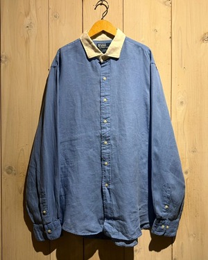 【a.k.a.C.a.k.a vintage】“Polo Ralph Lauren” Switching Design Vintage L/S Linen Shirt
