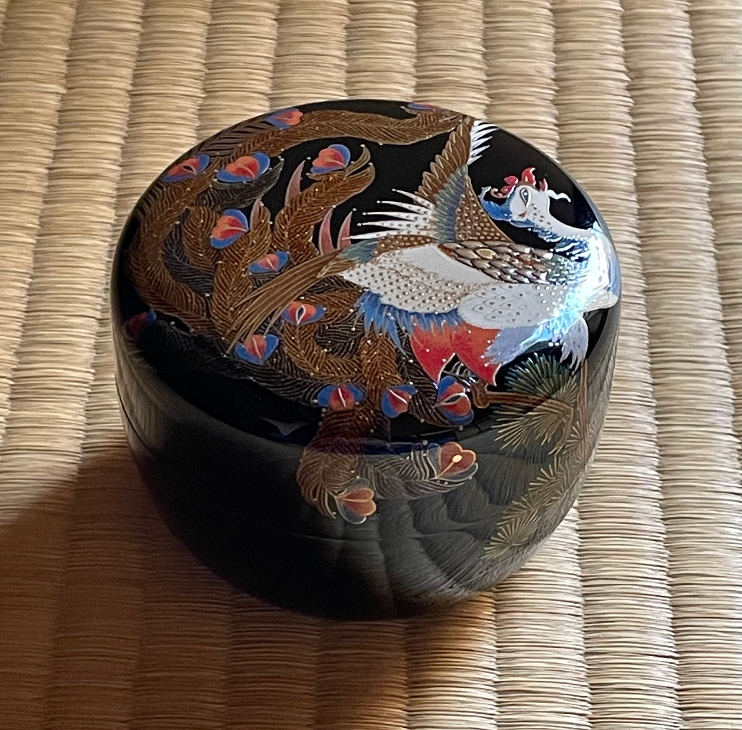 茶道具】輪島塗(鶴蒔絵) 兆社作 なつめ 棗 茶道具】輪島塗(鶴 茶道具】輪島塗(鶴蒔絵) 兆社作 なつめ 棗 茶道具】輪島塗(鶴