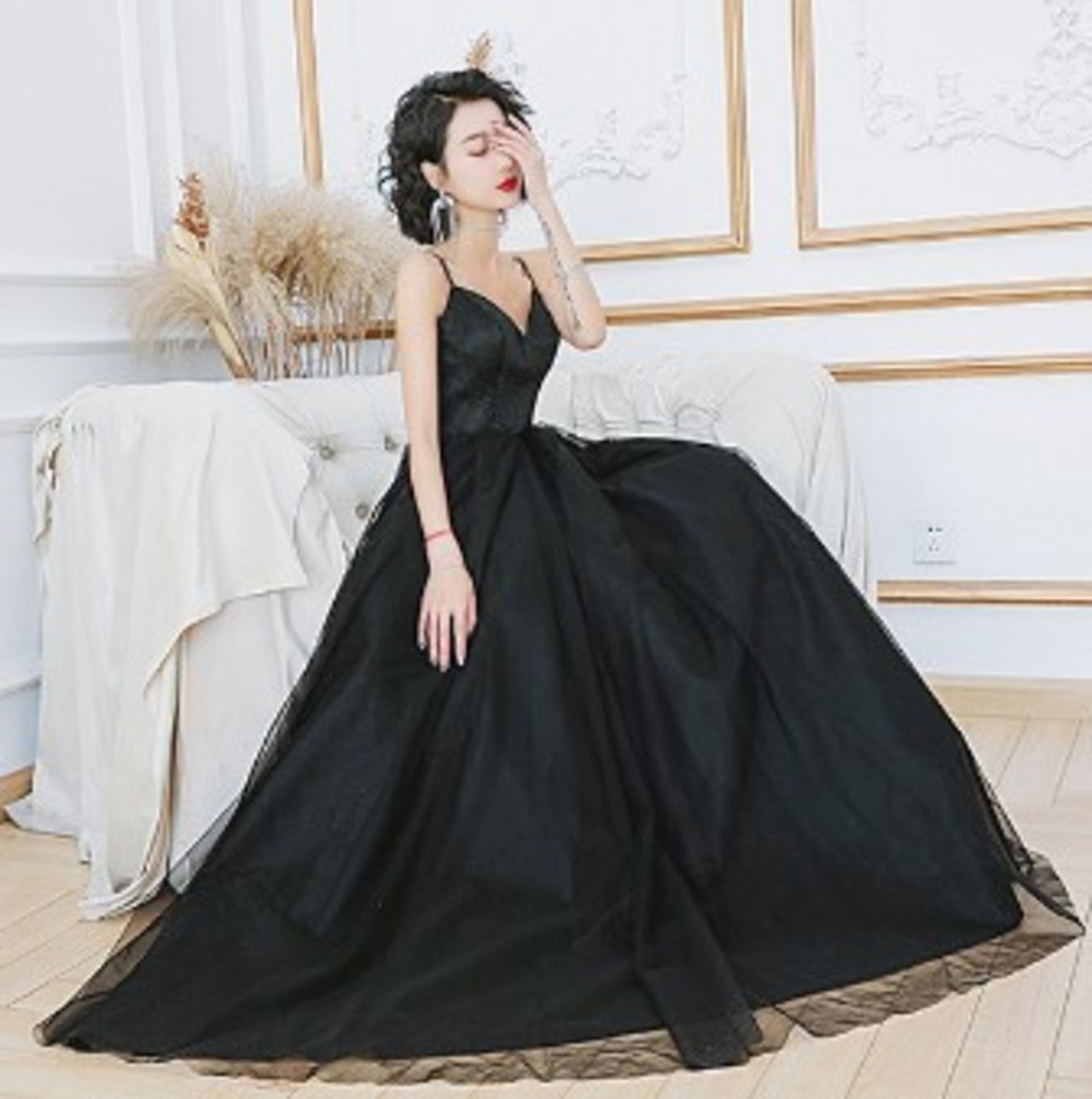 美品！ パーティードレス 黒 キャミソール ロング セクシー ファスナー  