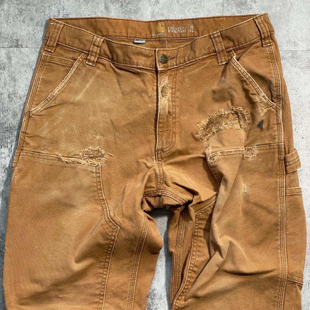 10s ブラウン ダブルニー カーハート Carhartt 34×32 | ib2