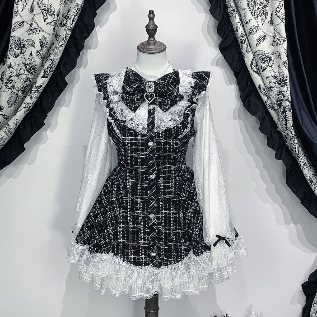 地雷系フレンチガーリーチェックセットアップ | Maiden's Rêve