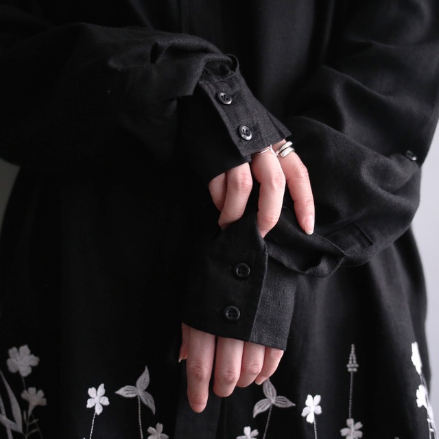 flower embroidery design black shirt jacket