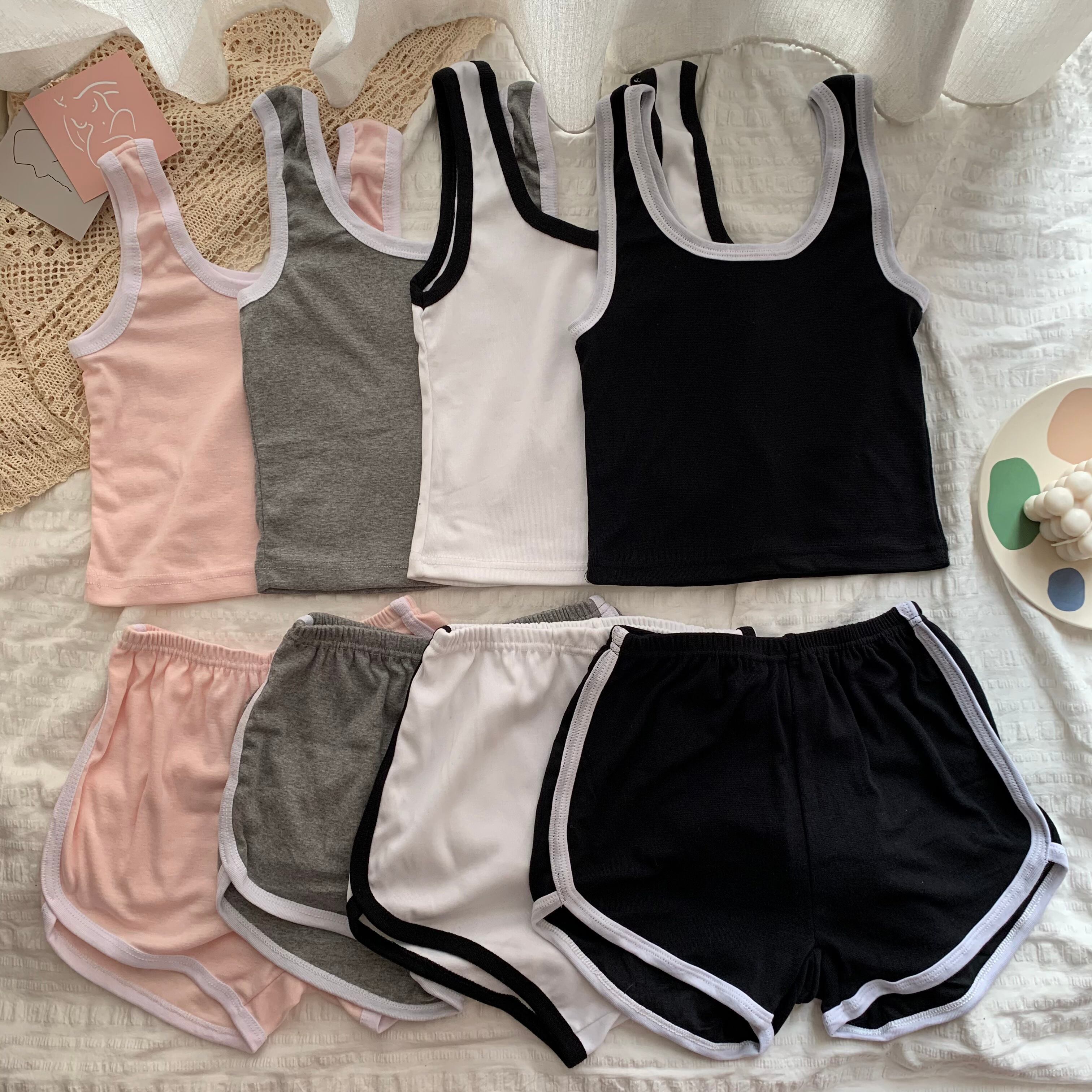 スプリングサマー薄手ノースリーブショートストレッチウェストカジュアルショーツ エラスティック 伸縮 春物 夏物 ブルマー 1号婦人71728944796