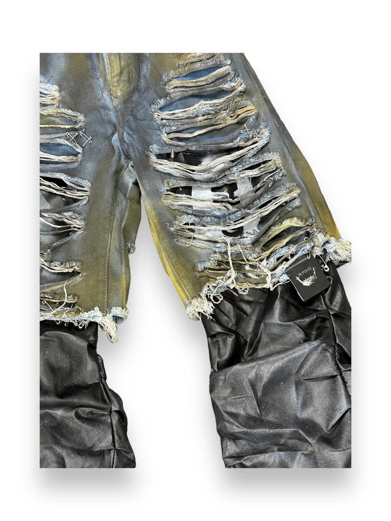 【RUPTIVEY】damage denim leather design pants "破喰"