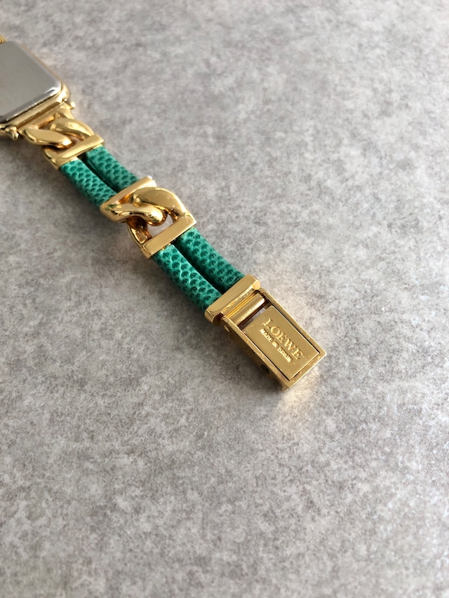 LOEWE ロエベ 腕時計 グリーン ゴールド ローマ ステンレススチール vintage ヴィンテージ オールド c27tnu