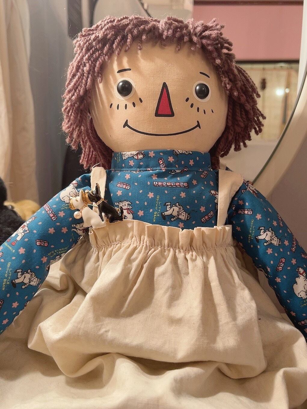 white black terrier brooch