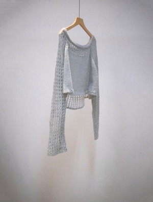Glitter Mesh Knit Top / GRAY