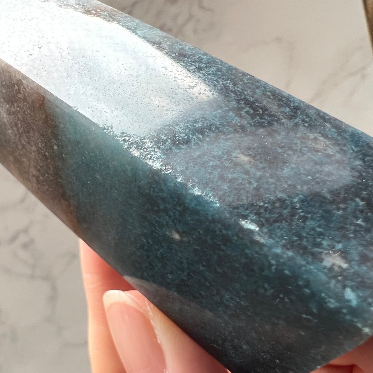 希少*トロレアイトポイント2*スコルザライト(鉄天藍石)インクォーツ*天然石インテリア*天然石タワー*置き物