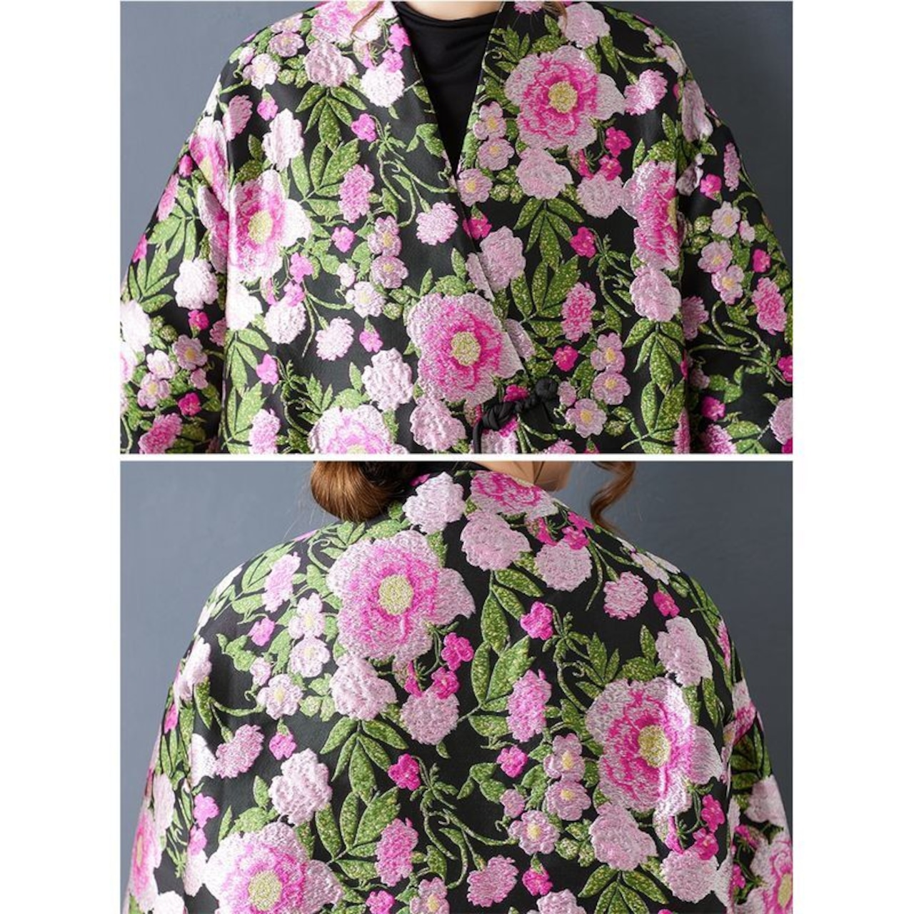 花柄 ジャガード コート 00321