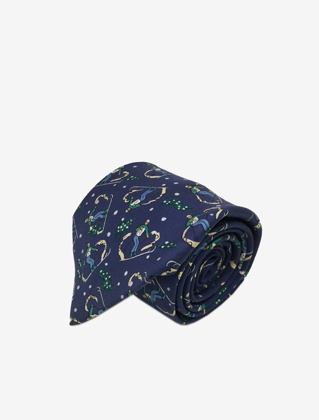 HERMES TIE エルメス シルクネクタイ スキー