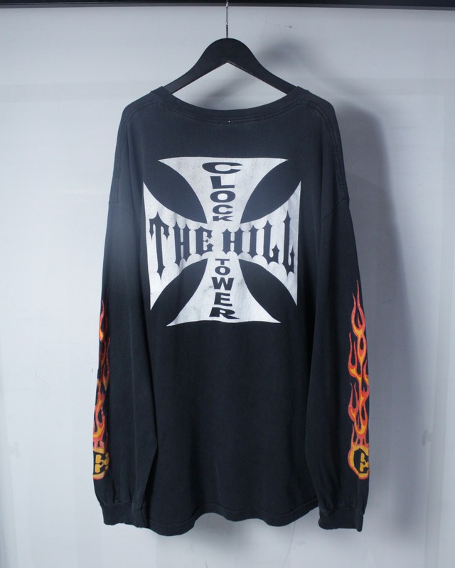 【Caka BLACK】Iron Cross × Flame Graphic Fade L/S T-Shirt