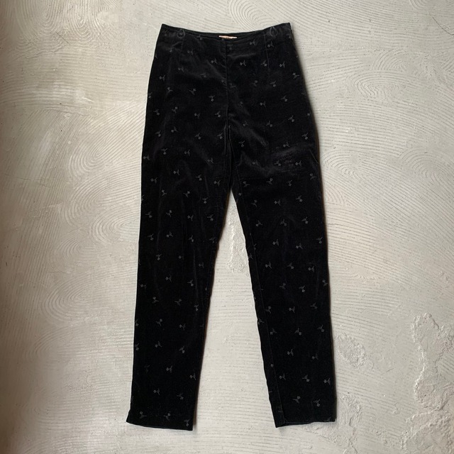 Grass pattern velour pants