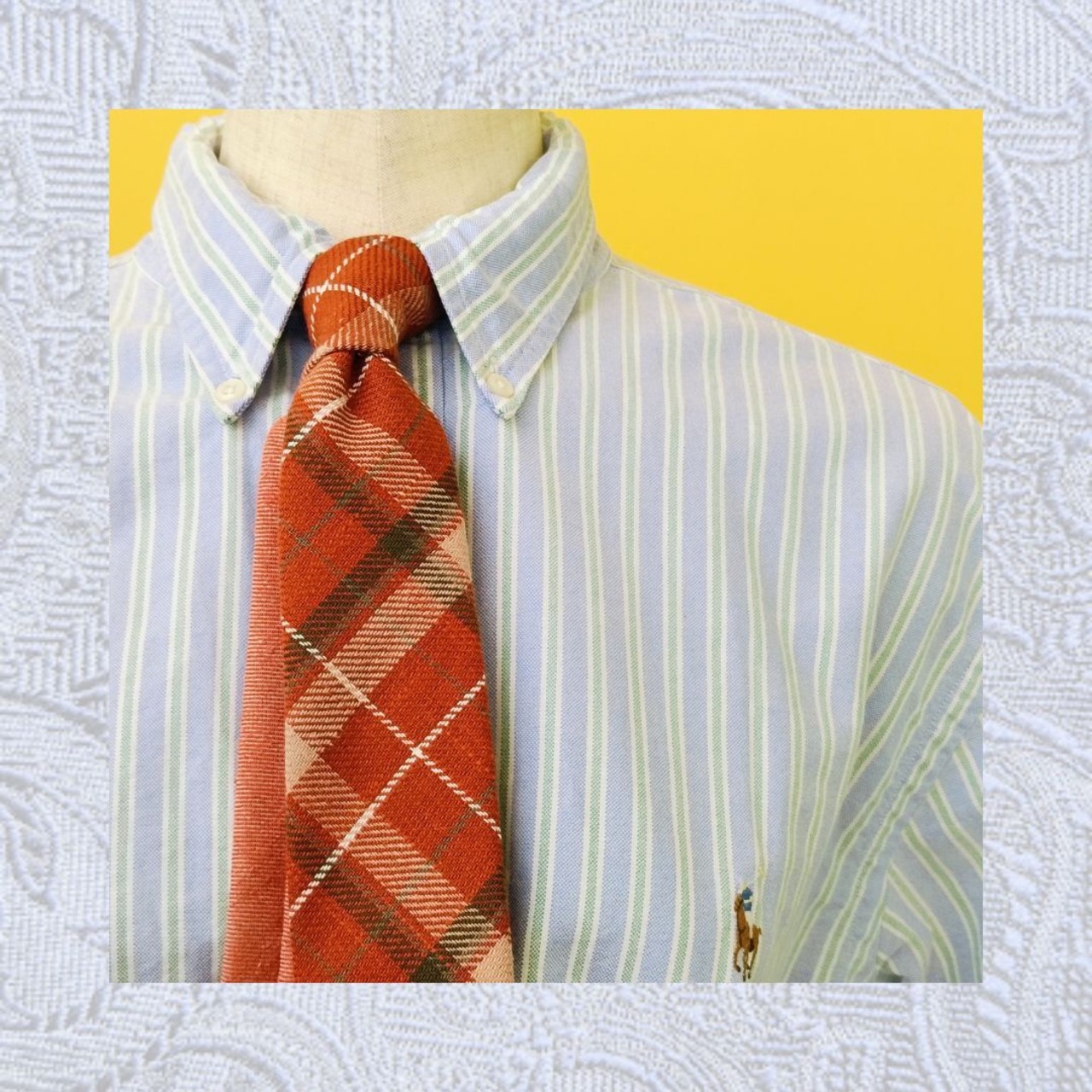 国産コットン/レディースネクタイ/クレリック仕様/アプリコットチェック