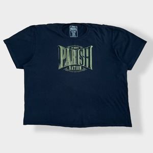 【PARISH NATION】6XL Tシャツ 超ビッグシルエット ビッグサイズ ロゴ プリント 半袖 黒 US古着