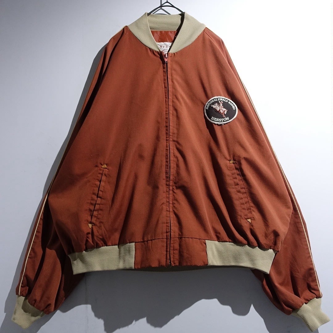 80s "Hesston" Orange National Finals Rodeo Western Desgin Zip Blouson