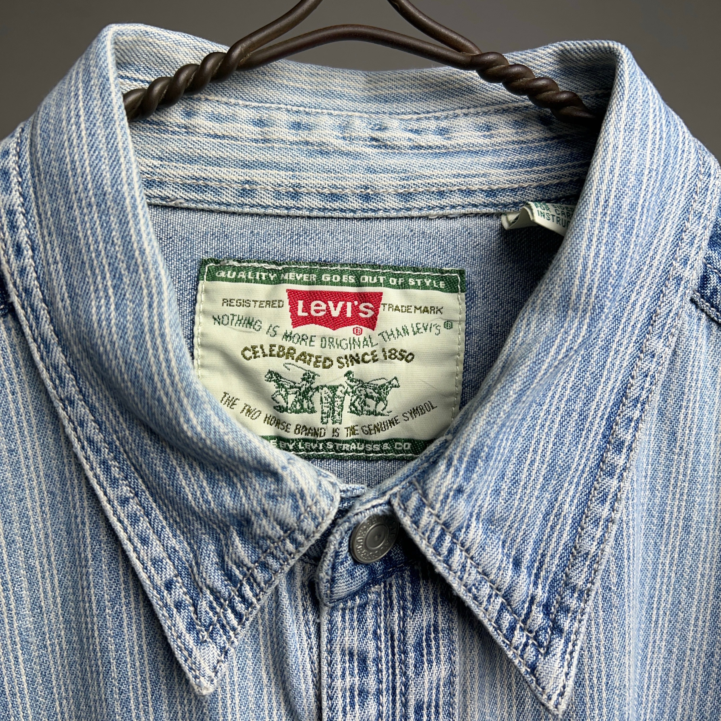 90's Levi's Hickory Stripe Denim Shirt 90年代 リーバイス
