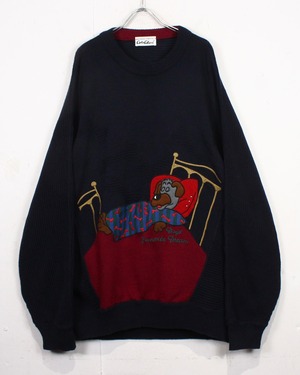 【Caka act2】“Carlo Colucci” Sleeping Dog Design Vintage Knit