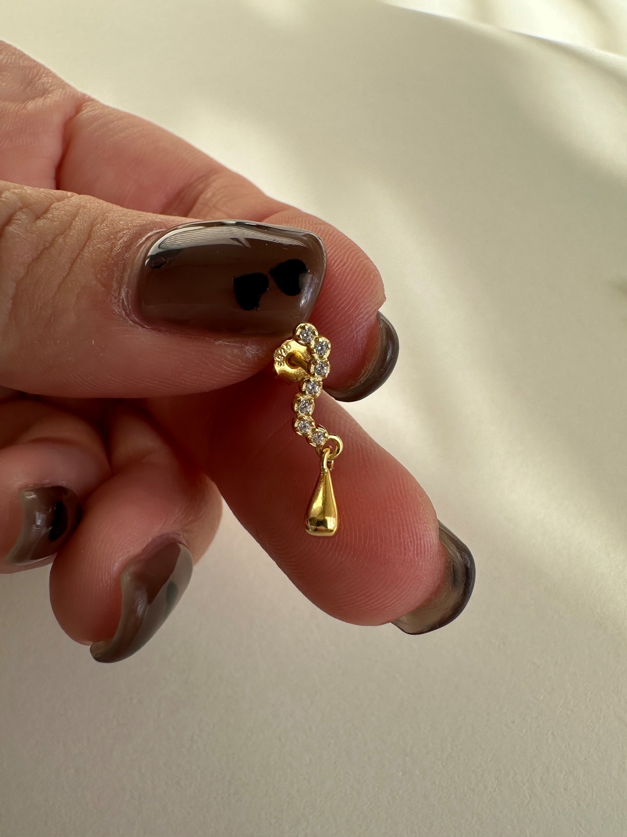 S925 ラインストーンドロップピアス