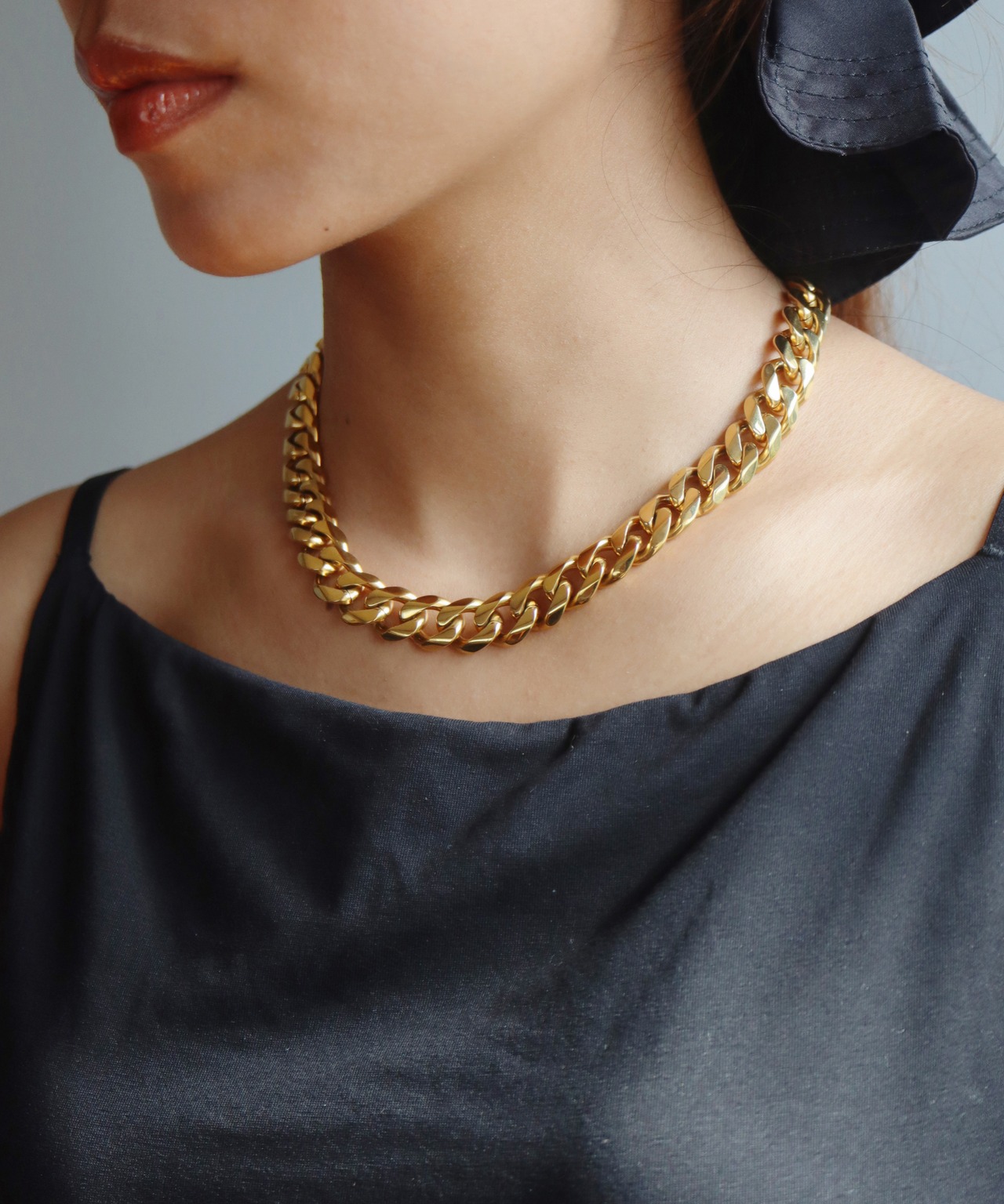 ワイドチェーンショートネックレスS/020232