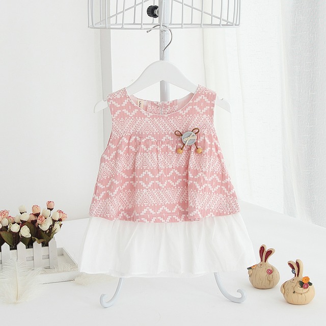 ノースリーブ春夏チュニックワンピ(ピンク)